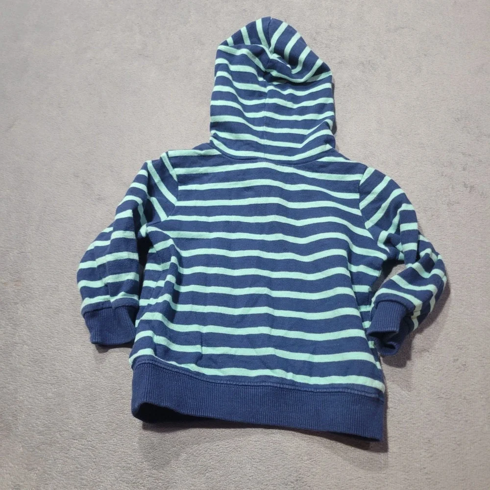 Carters Hoodie Unisex 18M Navy Mint‎ Green Striped Cotton Pullover Sweatshirt